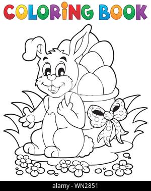 Easter Bunny Coloring Rabbit Outline Cartoon Stock Vector Image & Art ...