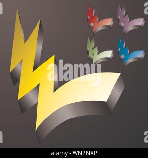 Three Dimensional Checkmark Lightning Bolts Stock Vector