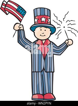 4th of July Uncle Sam Cartoon Colored Clipart Stock Vector Image & Art ...