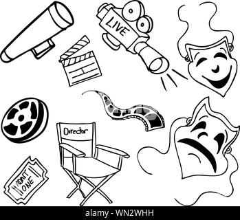 Movie Item Doodles Stock Vector