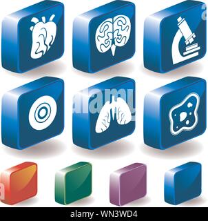 Biology 3D Button Set Stock Vector