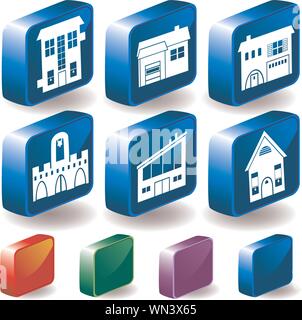 Set of 3D Home/Building Icons Stock Vector