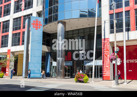 Entrance to the CBC headquarters, the Canadian Broadcasting Centre in downtown Toronto on Front Street. Stock Photo