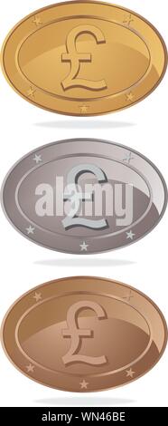 Pound Dollar Medals Stock Vector