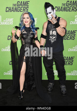 HOLLYWOOD, CA - SEPTEMBER 04: Alissa White-Gluz (L) and Doyle Wolfgang von Frankenstein attend the LA Premiere Of 'The Game Changers' at ArcLight Hollywood on September 04, 2019 in Hollywood, California. Stock Photo