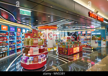 HONG KONG, CHINA - CIRCA FEBRUARY, 2019: sweets on display at Sweet Dreams by Heinemann in Hong Kong International Airport. Stock Photo