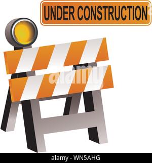 Construction barricade - road block. Illustration on white background ...