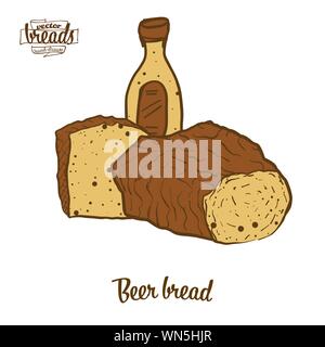 Colored sketches of Beer bread bread. Vector drawing of yeast bread ...