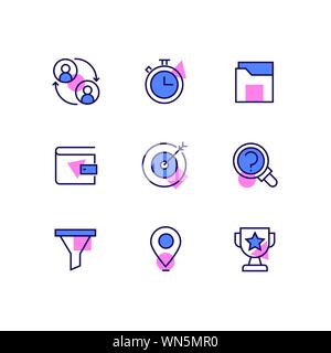 Business and management - line design style icons set Stock Vector