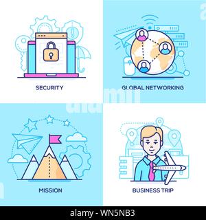 Business - set of line design style colorful illustrations Stock Vector