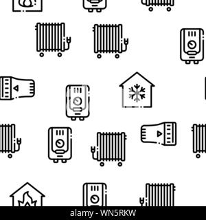 Heating And Cooling Seamless Pattern Vector Stock Vector