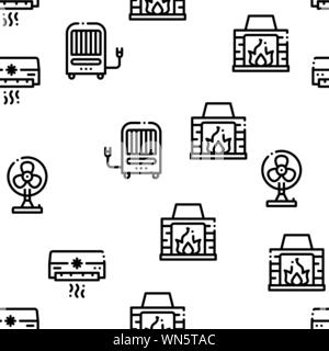 Heating And Cooling Seamless Pattern Vector Stock Vector