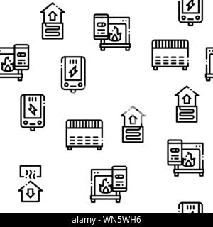 Heating And Cooling Seamless Pattern Vector Stock Vector