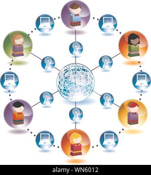 Global Children Network Stock Vector