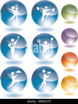 Eating  Crystal Icon Set Stock Vector