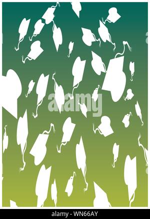 Green Graduation Hats Stock Vector
