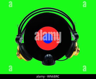 Headphone music icon. Zine culture style Stock Photo