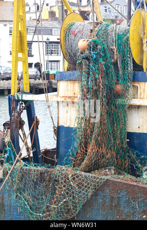 fishing equipment on a local fishing trawler Stock Photo