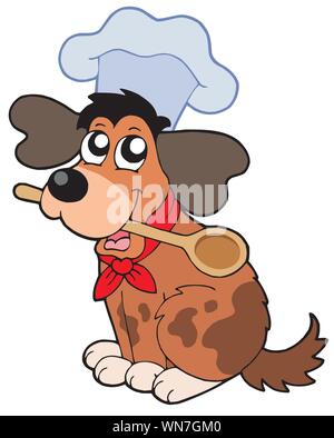 Cartoon dog chef with spoon Stock Vector