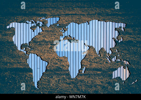Roughly outlined world map with white background Stock Photo