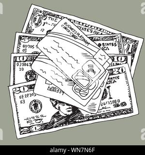 Money and Credit Cards Stock Vector
