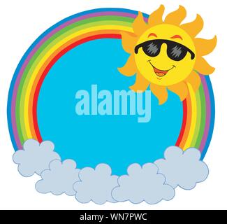 Sun and clouds in rainbow circle Stock Vector Image & Art - Alamy