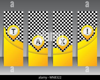 Yellow taxi labels with pointers Stock Vector