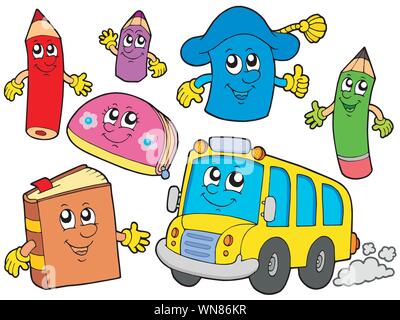 Cute school illustrations collection Stock Vector