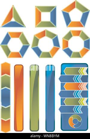 Chevron Diagram Icon Set Stock Vector