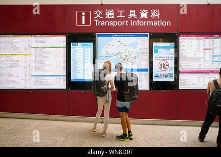 HONG KONG, CHINA - CIRCA FEBRUARY, 2019: transport information in Hong Kong International Airport. Stock Photo