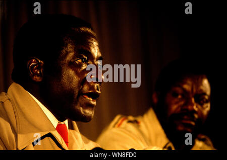 FILE: Robert Mugabe has passed away. 6th September, 2019. Robert Mugabe at a press conference in Salisbury (Harare), Rhodesia (Zimbabwe) after returning from exile in 1980. Credit: BRIAN HARRIS/Alamy Live News Stock Photo