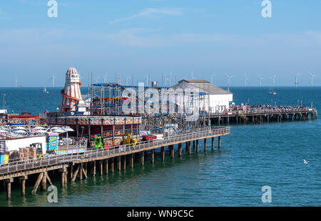 Clacton   United Kingdom 23 August  2019  -: Crowded clacton pier on  airshow day Stock Photo