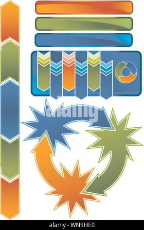 Chevron Diagram Icon Set Stock Vector