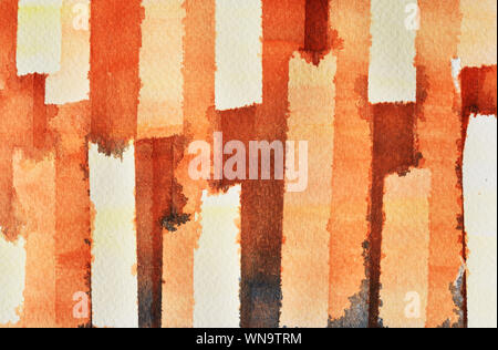 Many books in the shelve, Bars stacked on brown surface, Illustration abstract and bright background from watercolor hand draw on paper Stock Photo