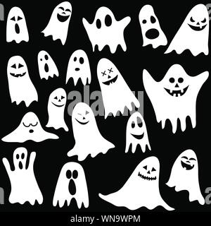 Seamless background with ghosts - vector illustration Stock Vector