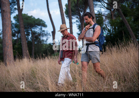 'Forest bathing', bioenergetic experience with Marco Nieri. Villa Ada park, Rome. Italy. Stock Photo