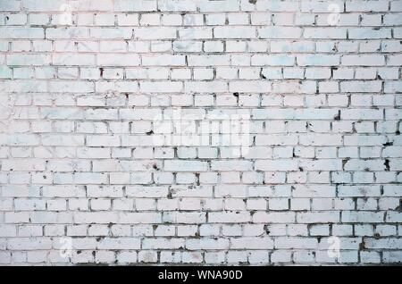 White Rustic Texture with Retro Whitewashed Old Brick Wall Surface. Vintage Structure Stock Photo