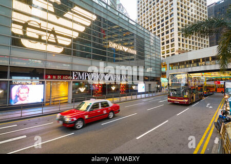 HONG KONG, CHINA - CIRCA JANUARY, 2019: Emporio Armani store in Central on Hong Kong Island in the evening. Stock Photo