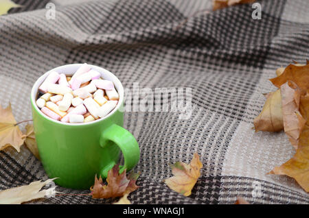 Americano coffee cup with autumn bright leaves, (716646)