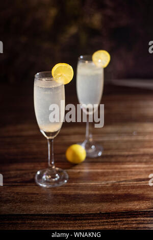 fresh lime juice on Dark wood Background Stock Photo