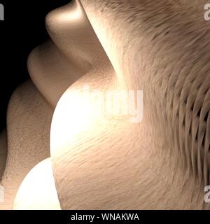 Abstract waving surface on black background - 3D rendering illustration Stock Photo