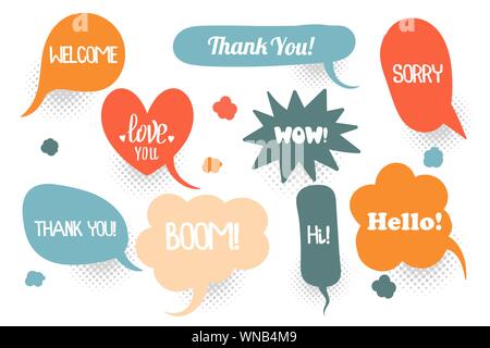 Colored set comic dpeech bubble for text Stock Vector