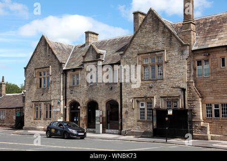 The western entrance to Lancaster station which gives on to the railway line going north. Stock Photo