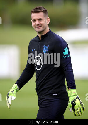 England goalkeeper Tom Heaton during a training session at St George's Park, Burton. Stock Photo