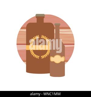 Bottles Beers Oktoberfest Festival Seal Vector Illustration Design 