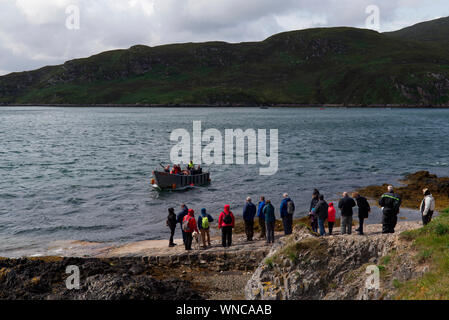 Cape Wrath ferry, Keoldale, Kyle of Durness, Sutherland. The ferryman ...