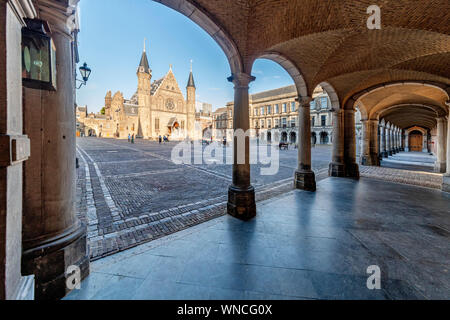 Dutch parliament inner court and knights hall night view in The Hague, Netherlands Stock Photo