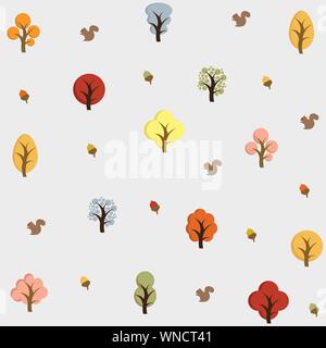 Hello Autumn. Autumn trees background. Stock Vector