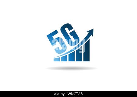 5G fast network logo. Speed internet 5g concept. wifi bars symbol of speed 5g network. Stock Vector