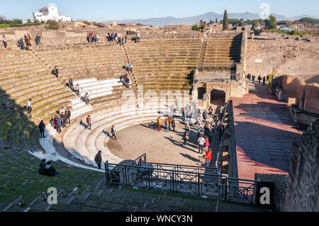 Pompeii, the best preserved archaeological site in the world, Italy. The big theater. Stock Photo